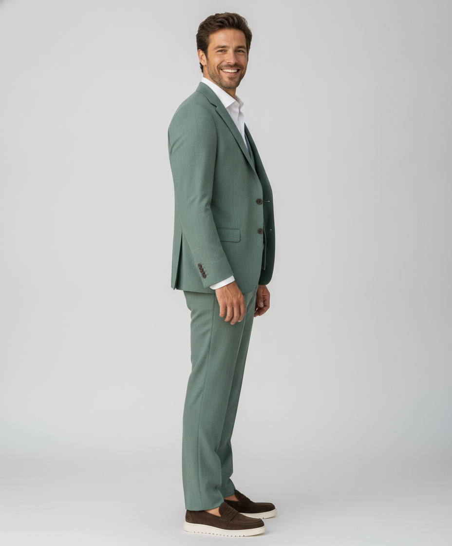 3-delig Pak Green Sharkskin - Mister Steven, model zijaanzicht De Heerenkamer Utrecht