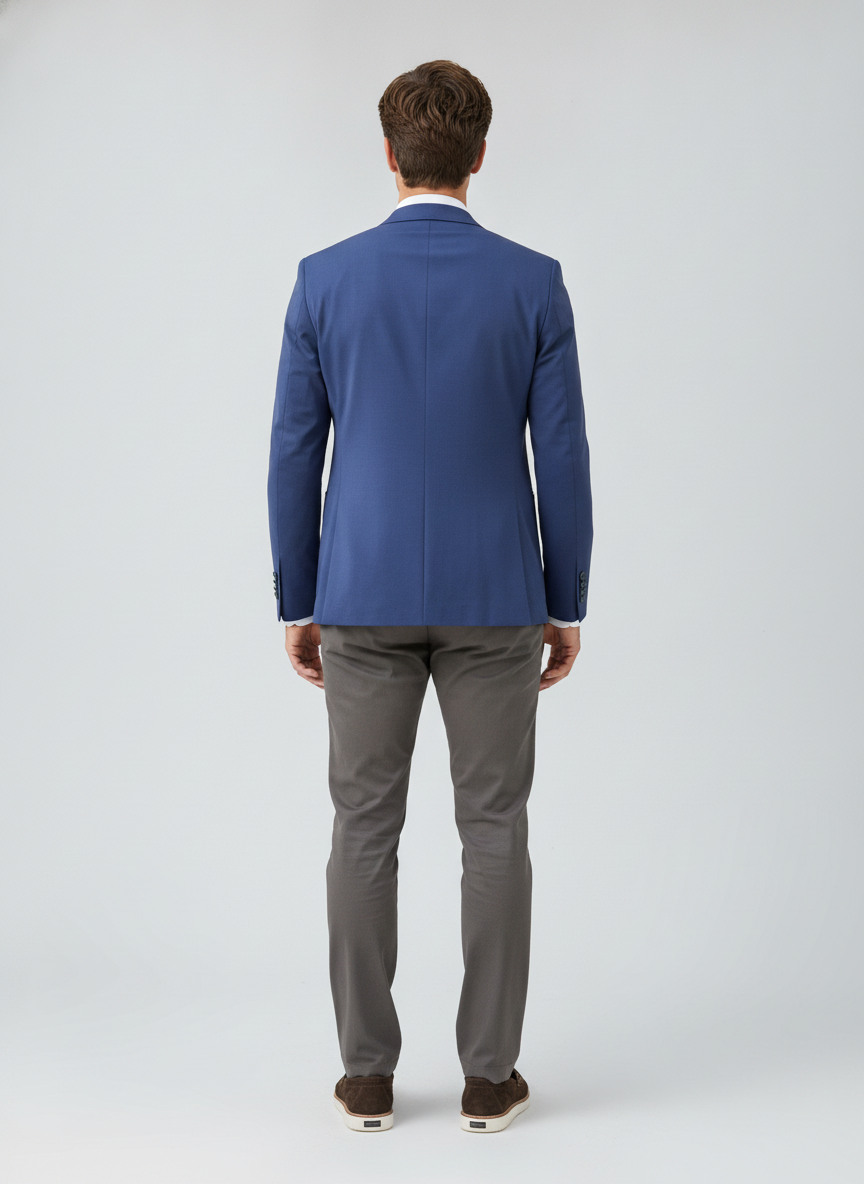 Colbert Royal Blue Jersey "Havard" - Flexx, model achteraanzicht De Heerenkamer Utrecht
