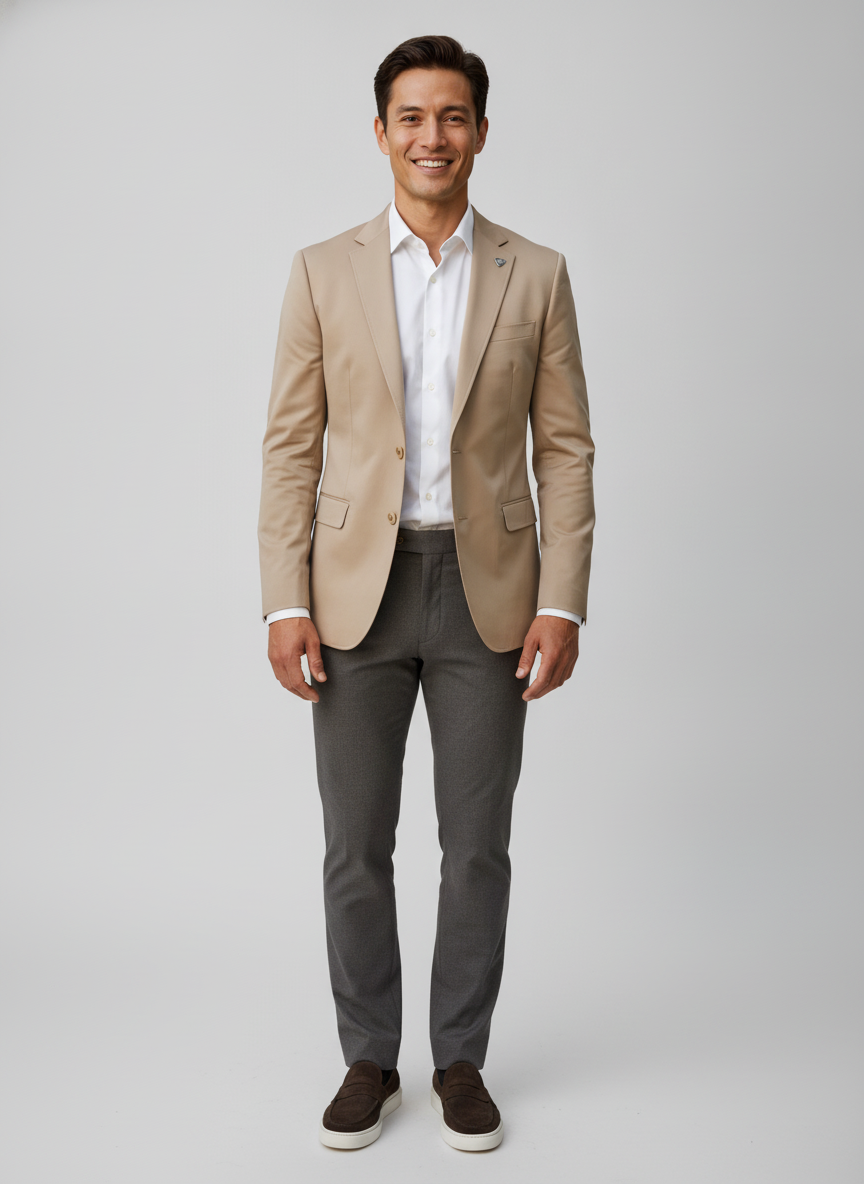 Colbert Sand Jersey "Havard" - Flexx, model vooraanzicht De Heerenkamer Utrecht