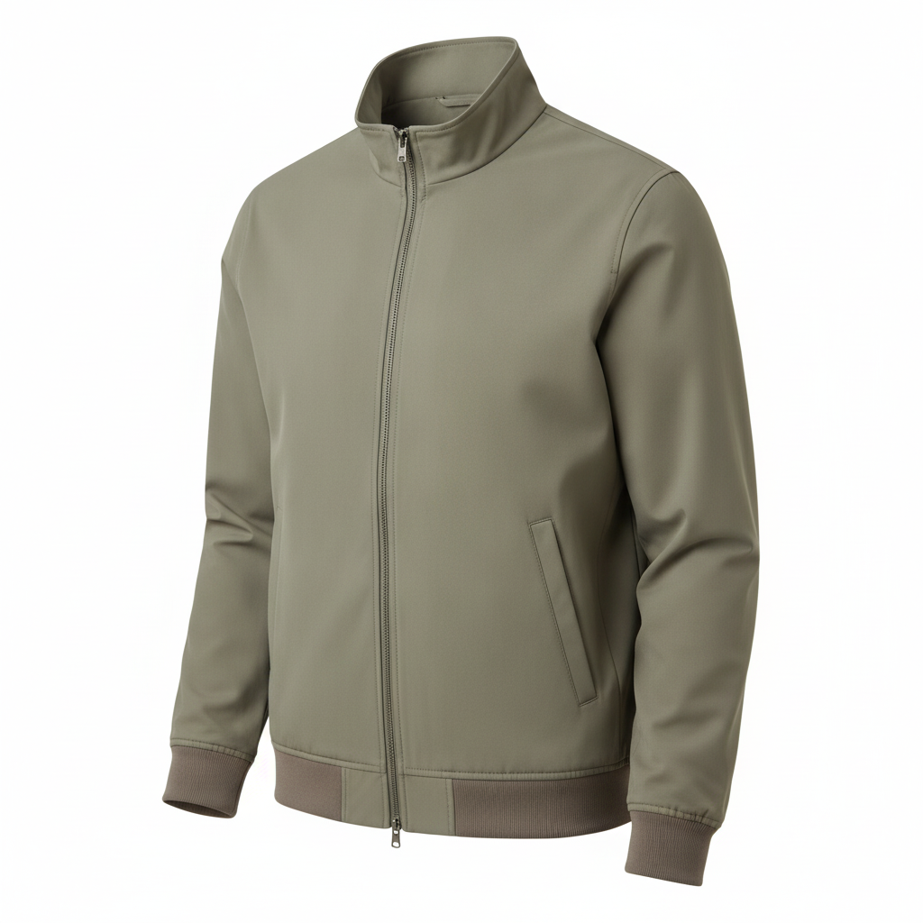 Jas Light Olive Green Jersey "Gunner" - Flexx, productfoto witte achtergrond De Heerenkamer