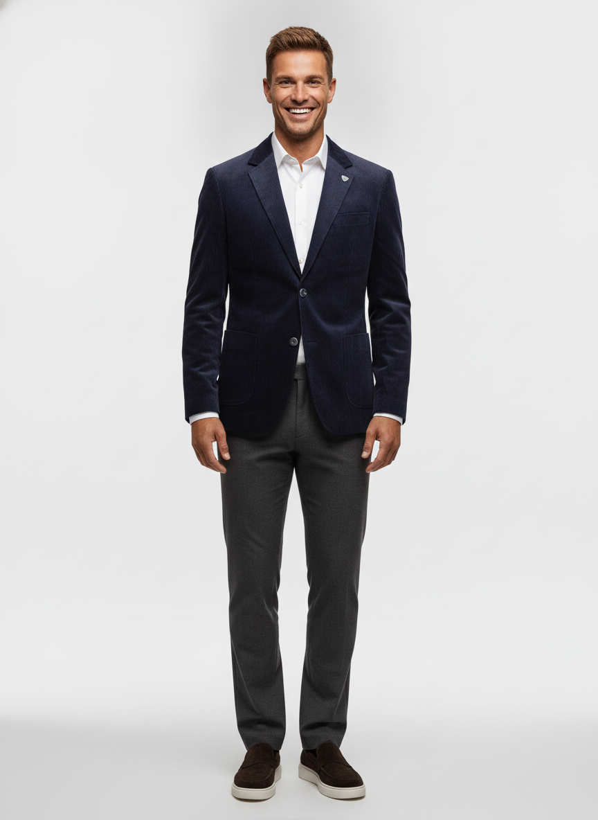 Colbert Dark Navy "Havard" - Flexx, model vooraanzicht De Heerenkamer Utrecht