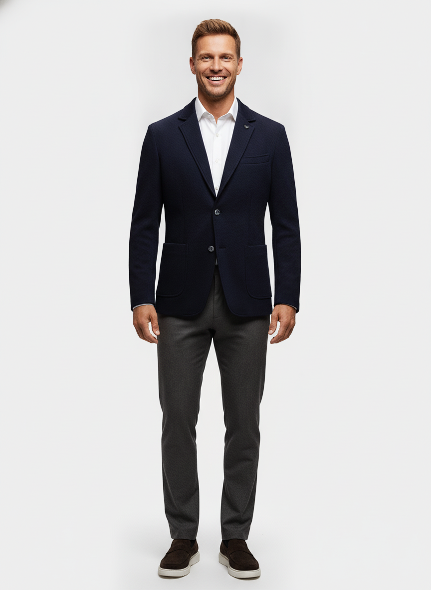Colbert Dark Navy "Hamund" - Flexx, model vooraanzicht De Heerenkamer Utrecht