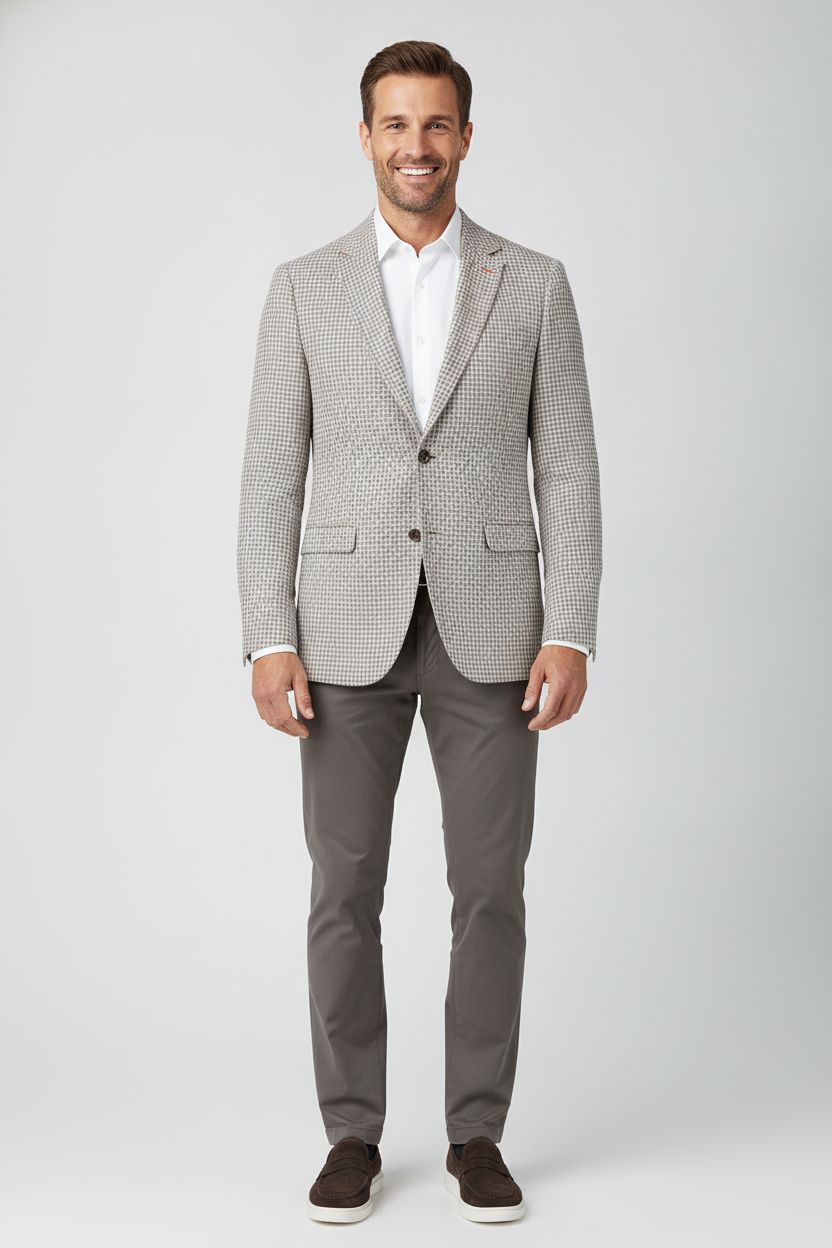Colbert Grey Cream "Stockholm" - Mister Steven, model vooraanzicht De Heerenkamer Utrecht