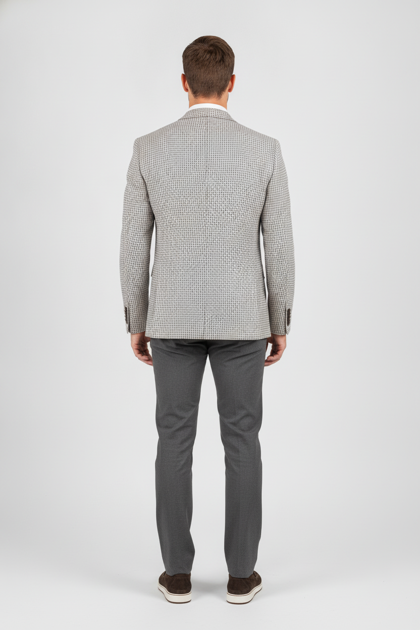 Colbert Grey Cream "Stockholm" - Mister Steven, model achteraanzicht De Heerenkamer Utrecht