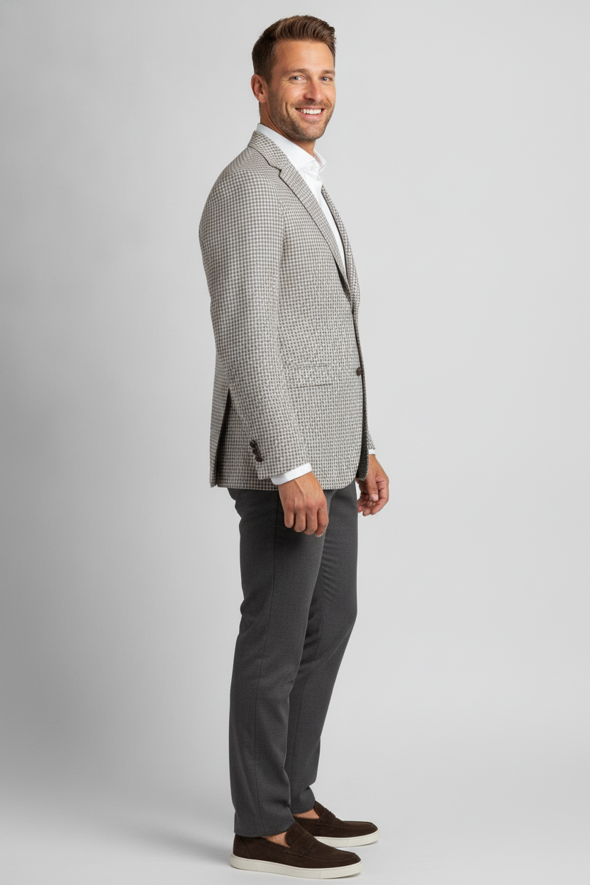 Colbert Grey Cream "Stockholm" - Mister Steven, model zijaanzicht De Heerenkamer Utrecht