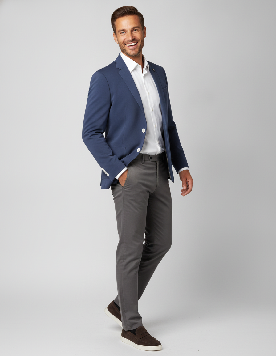 Colbert Navy "Havard" [12010185] - Flexx, model driekwart aanzicht De Heerenkamer Utrecht