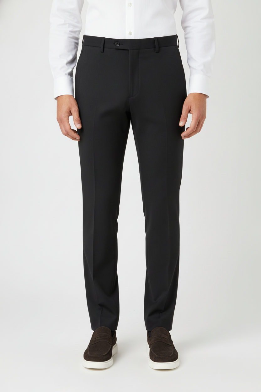 Pantalon Broek Black Mix and Match - Mister Steven, model vooraanzicht De Heerenkamer Utrecht
