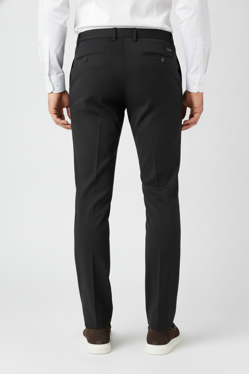 Pantalon Broek Black Mix and Match - Mister Steven, model achteraanzicht De Heerenkamer Utrecht