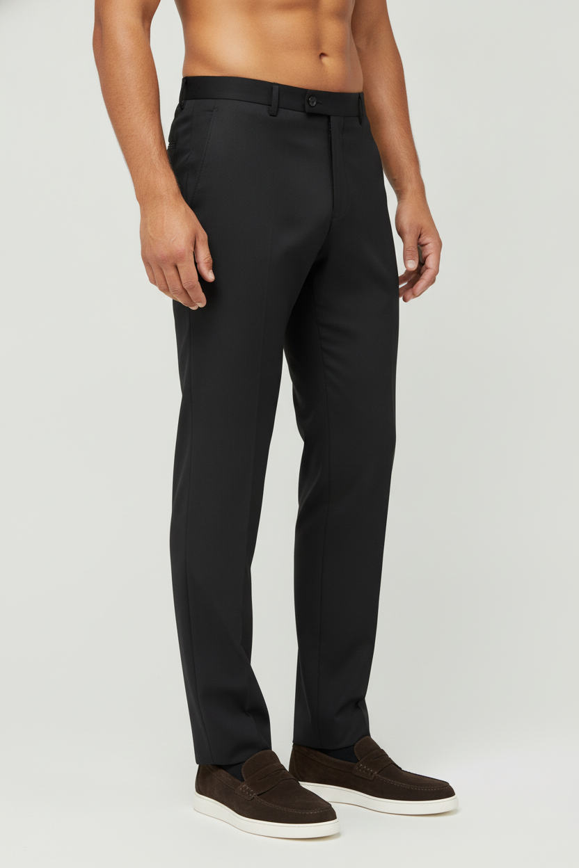Pantalon Broek Black Mix and Match - Mister Steven, model driekwart aanzicht De Heerenkamer Utrecht