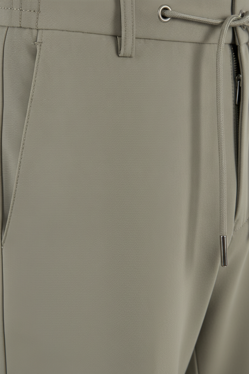 Chino Broek Light Olive "Carson" - Flexx, detail sluiting De Heerenkamer