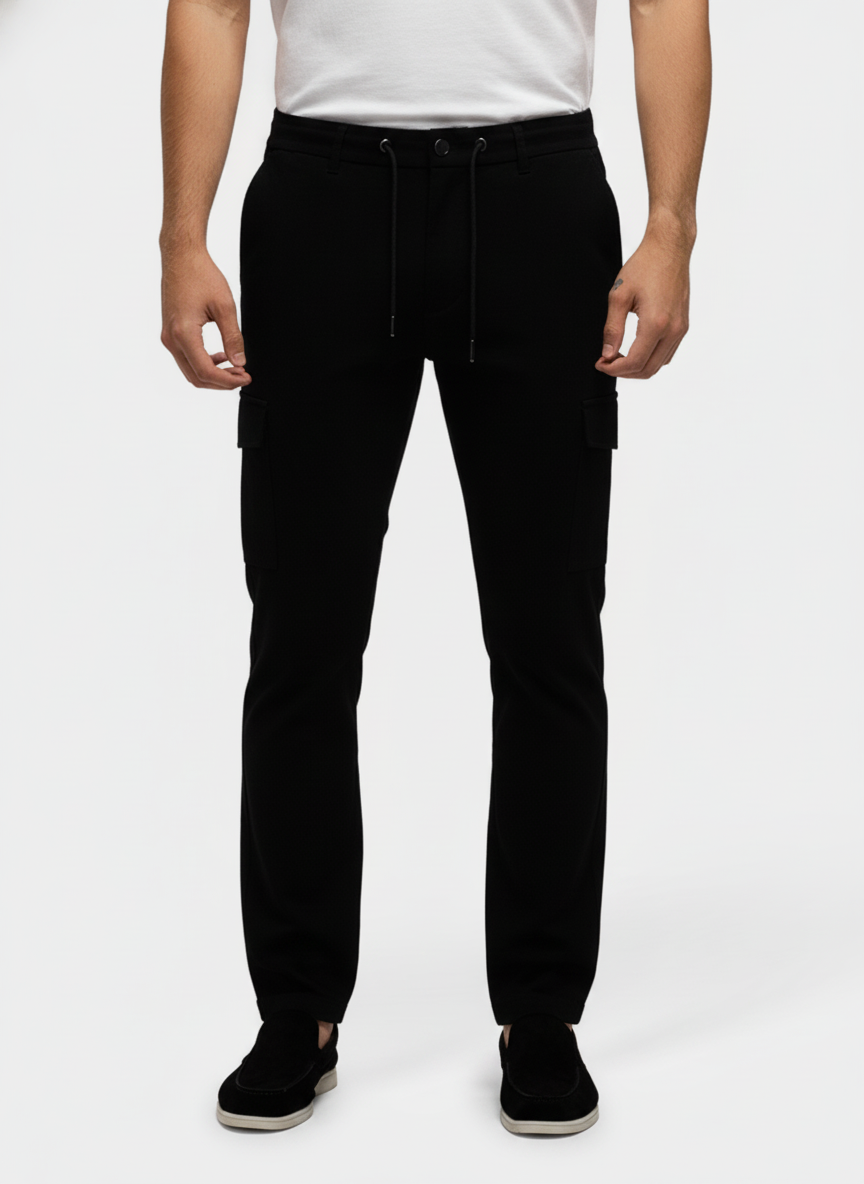Chino Broek Black "Carson" - Flexx, model vooraanzicht De Heerenkamer Utrecht