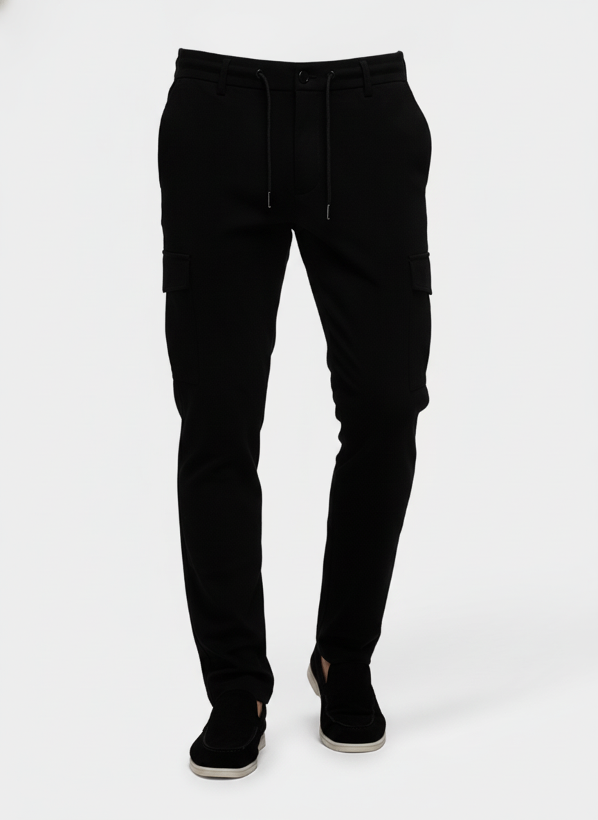 Cargo Broek Black "Borge" - Flexx, productfoto witte achtergrond De Heerenkamer