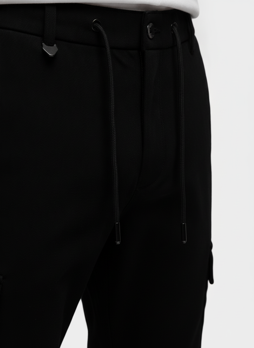 Cargo Broek Black "Borge" - Flexx, detail sluiting De Heerenkamer
