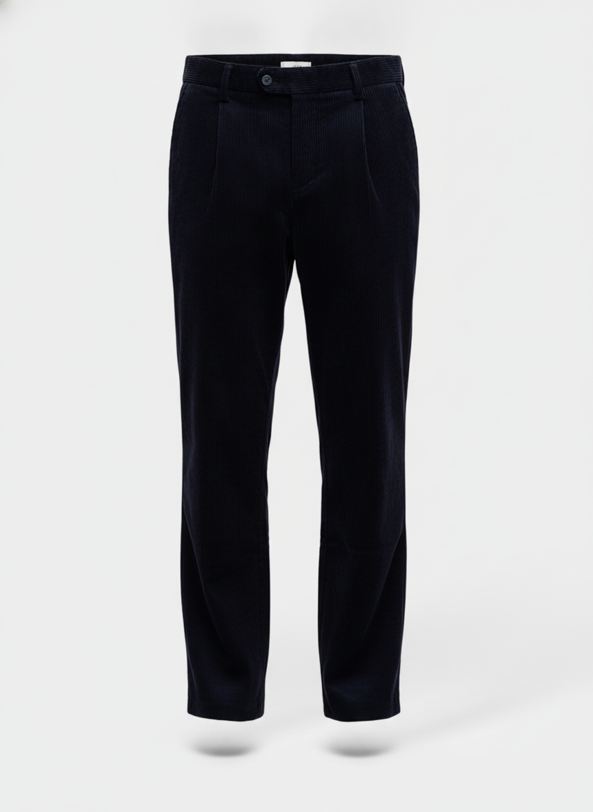 Broek Corduroy Dark Navy Chino - Flexx, productfoto witte achtergrond De Heerenkamer