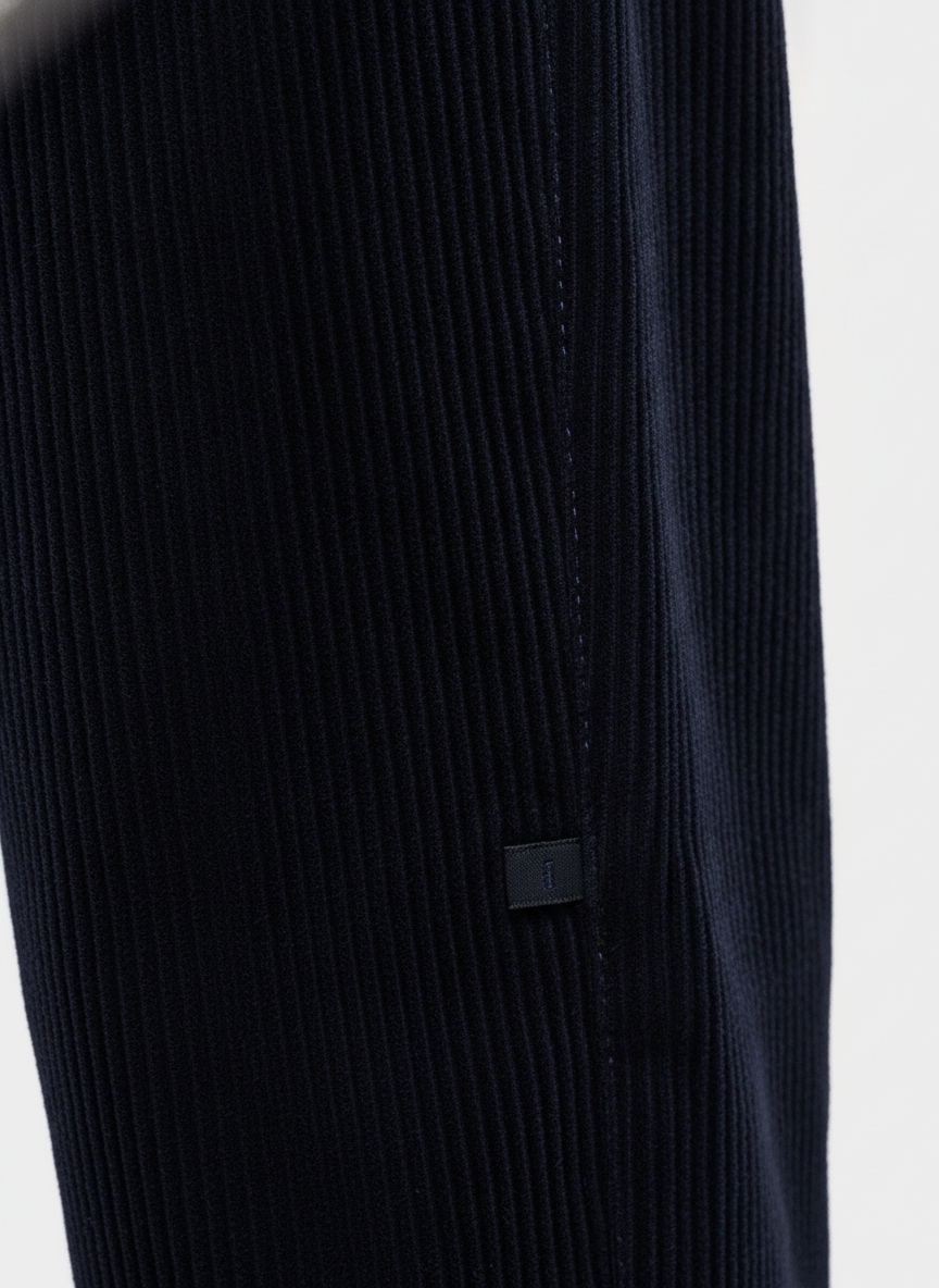 Broek Corduroy Dark Navy Chino - Flexx, detail stiksel en afwerking De Heerenkamer