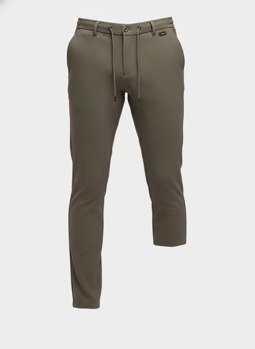 Chino Broek Stretch Light Khaki "Carson" - Flexx, productfoto witte achtergrond De Heerenkamer