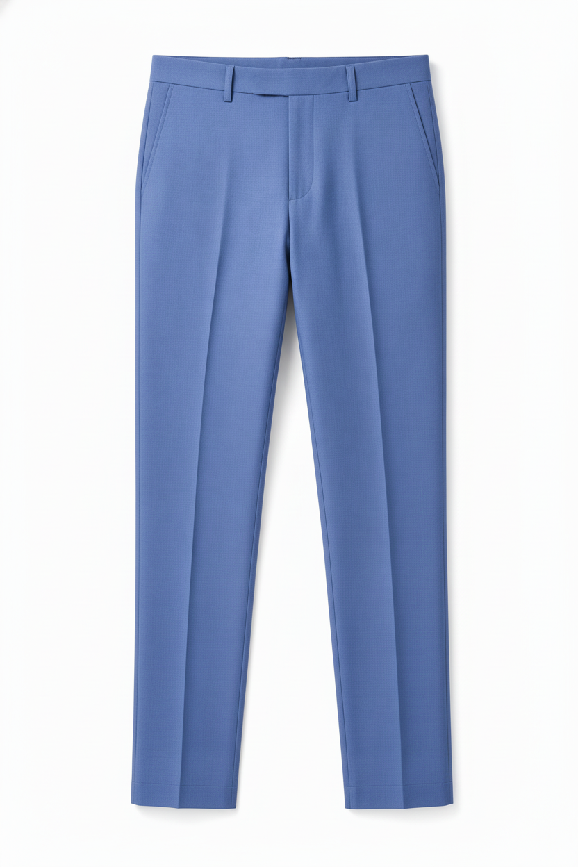 Pantalon Broek Mid Blue Sharkskin - Mister Steven, productfoto witte achtergrond De Heerenkamer