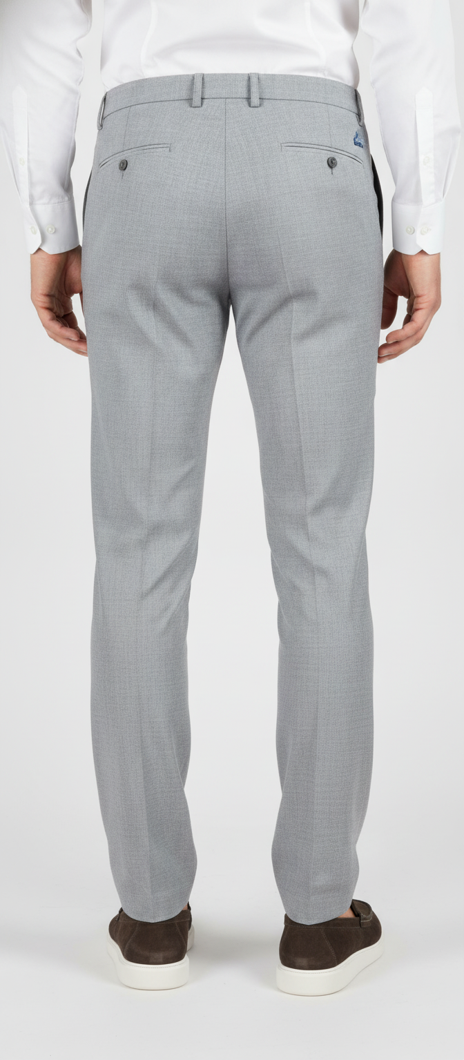 Pantalon Broek Light Grey Sharkskin - Mister Steven, model achteraanzicht De Heerenkamer Utrecht