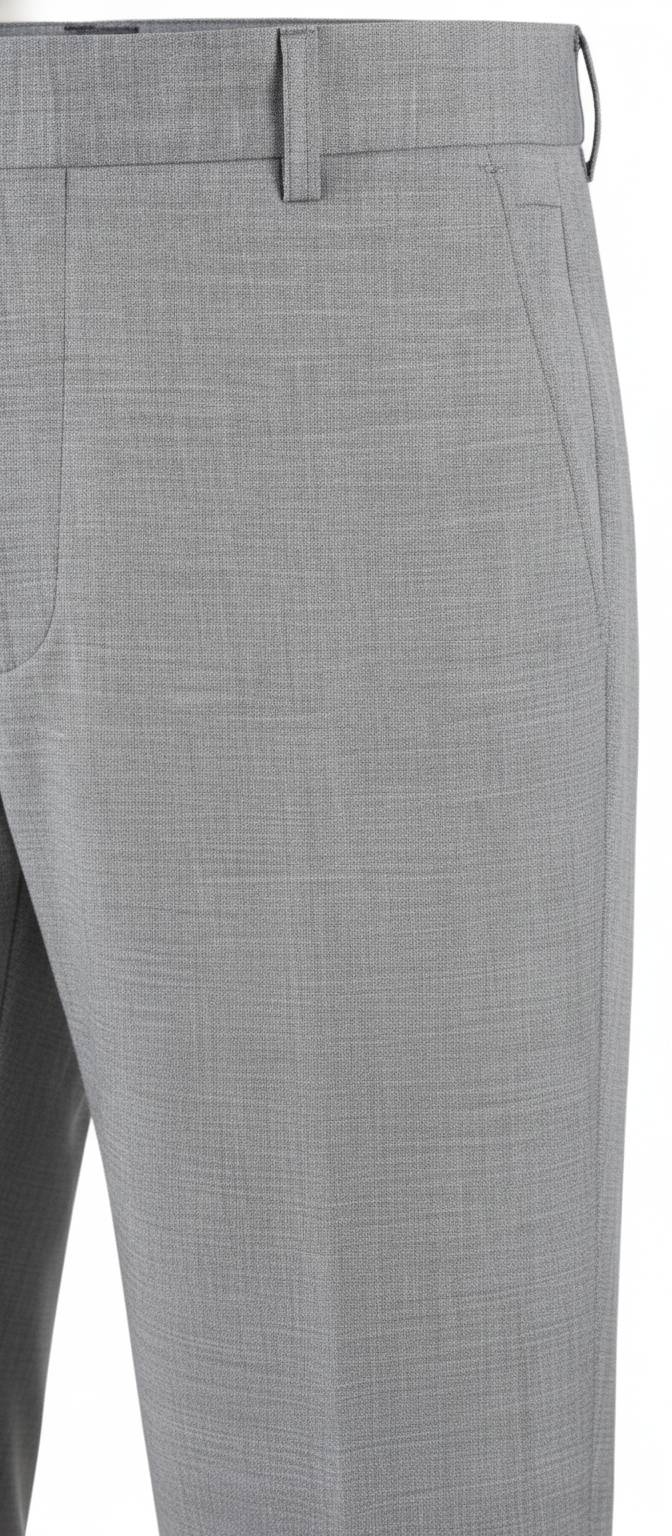 Pantalon Broek Light Grey Sharkskin - Mister Steven, detail sluiting De Heerenkamer