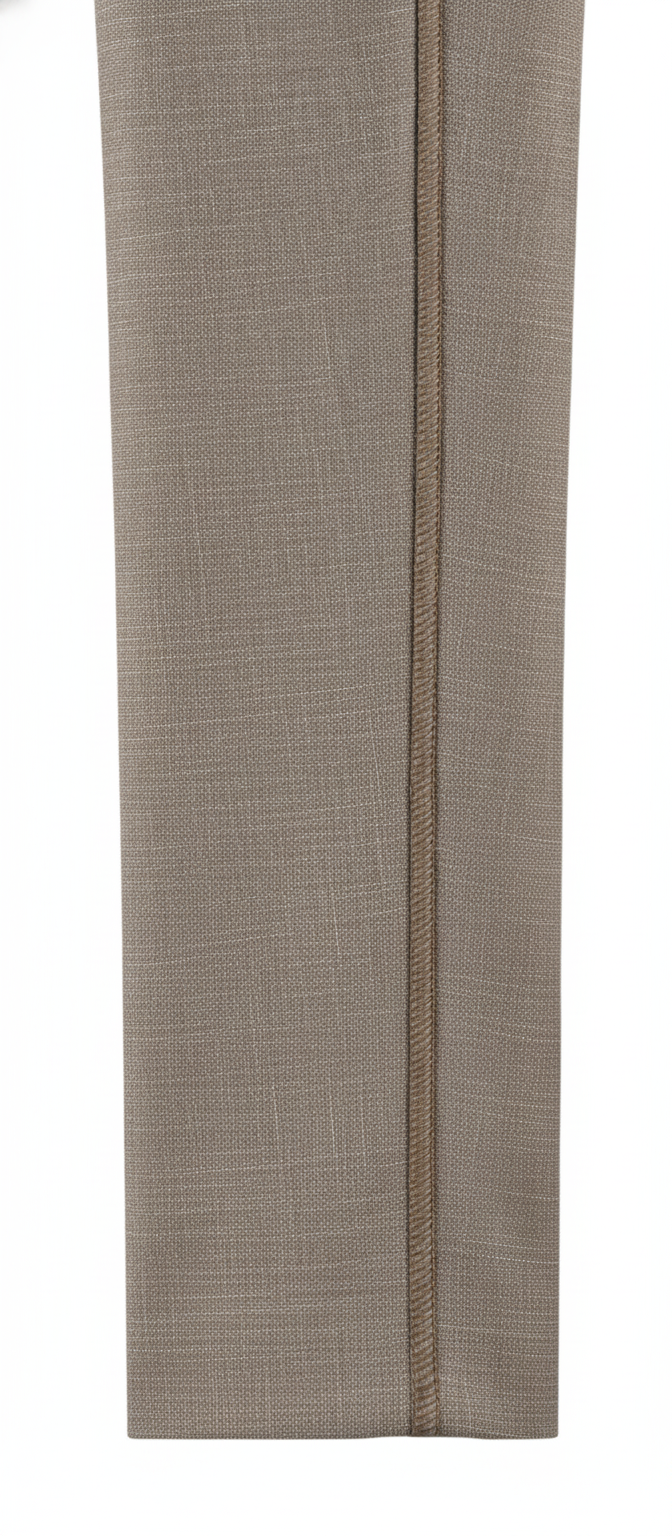 Pantalon Broek Taupe Sharkskin - Mister Steven, detail stiksel en afwerking De Heerenkamer