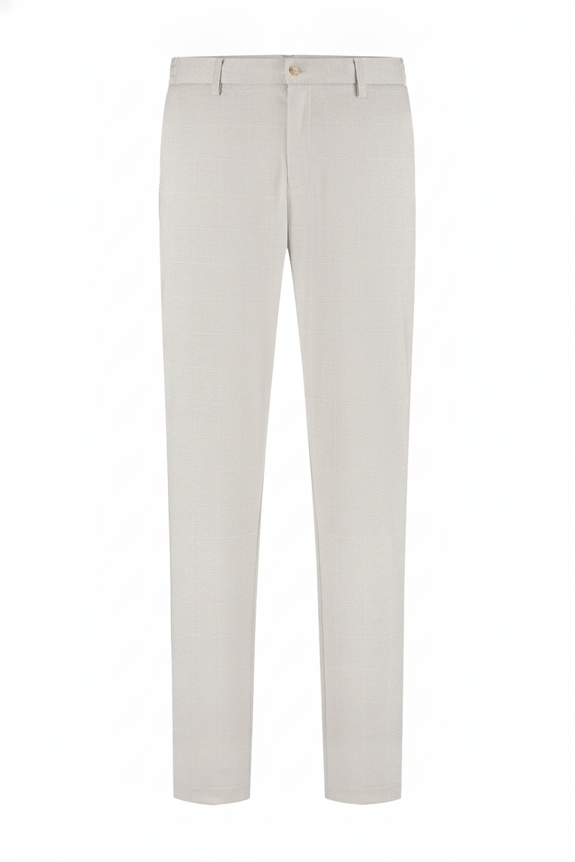 Pantalon Broek Geruit Sand "Uras" "Carson" - Mister Steven, productfoto witte achtergrond De Heerenkamer