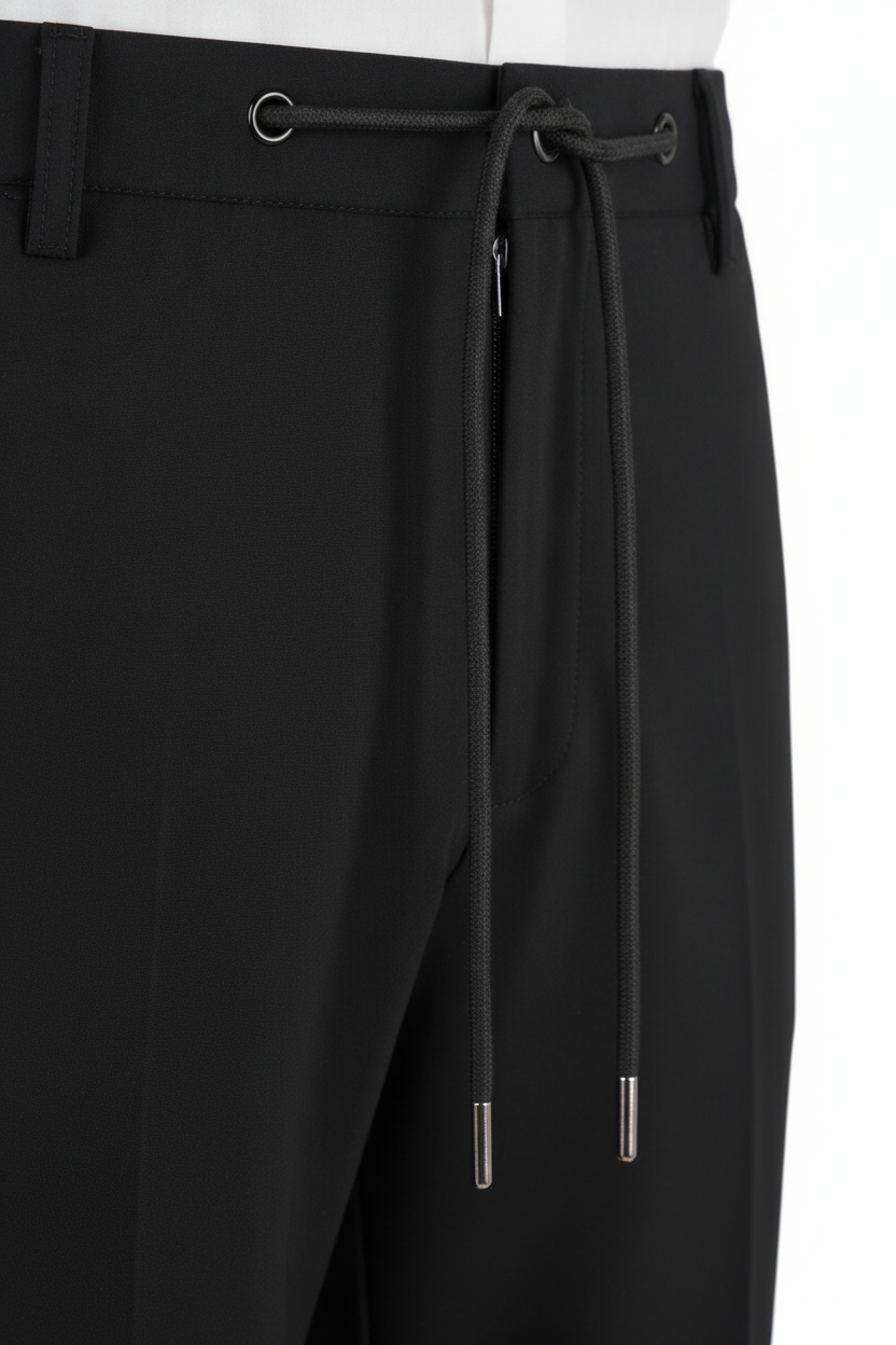 Chino Zomerbroek Black "Carson" - Flexx, detail sluiting De Heerenkamer