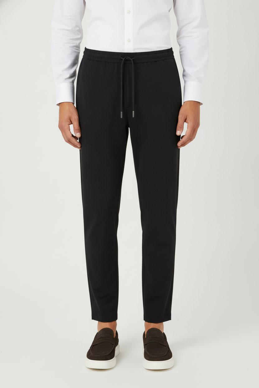 Chino Broek Black "Oliver" - Flexx, model vooraanzicht De Heerenkamer Utrecht