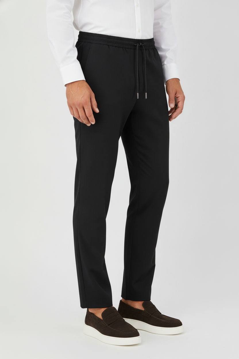Chino Broek Black "Oliver" - Flexx, model driekwart aanzicht De Heerenkamer Utrecht
