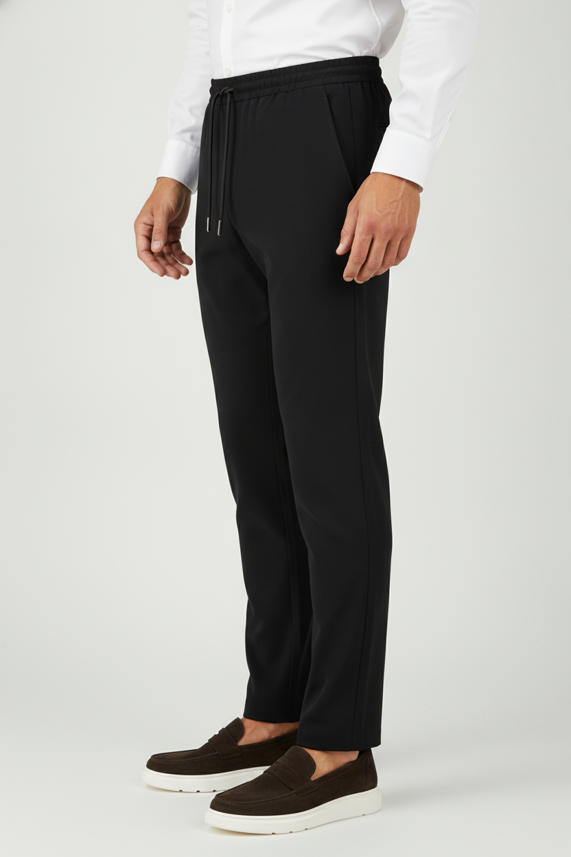 Chino Broek Black "Oliver" - Flexx, model zijaanzicht De Heerenkamer Utrecht
