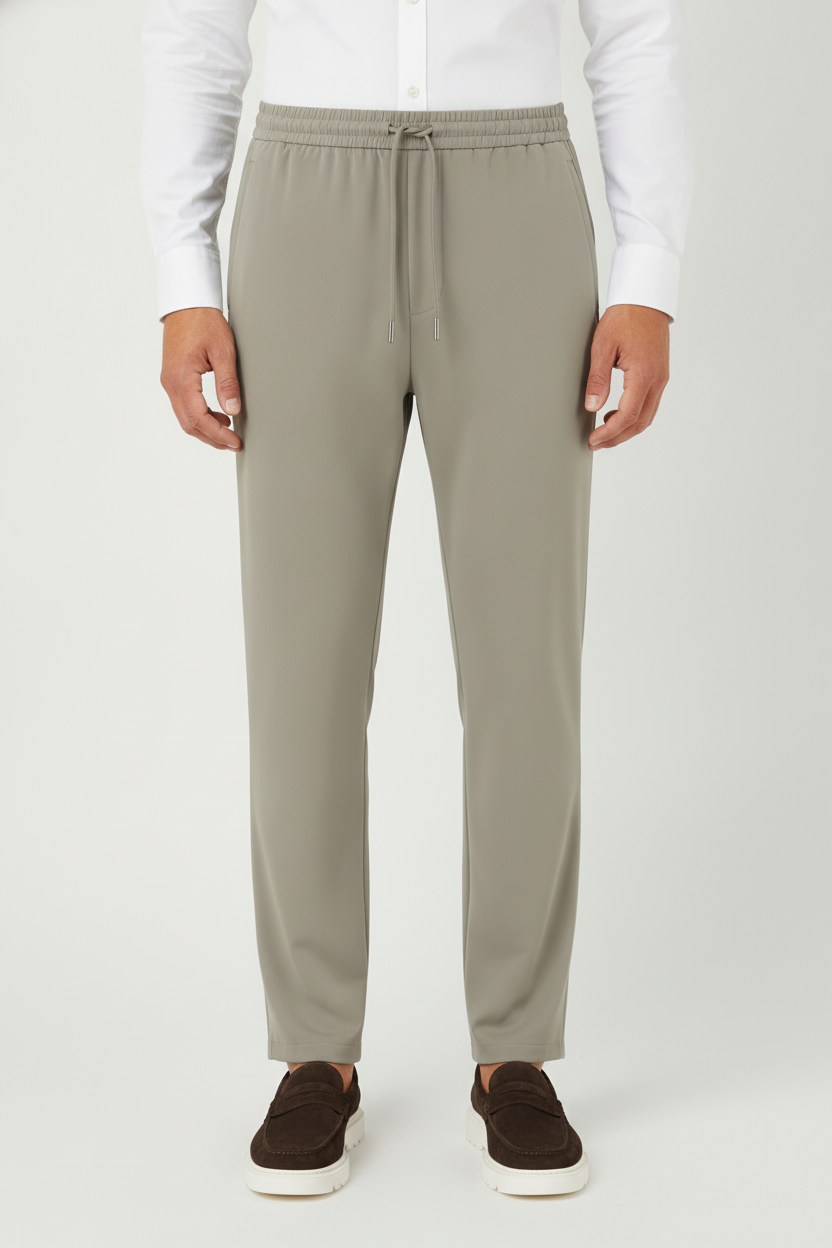 Chino Broek Light Olive "Oliver" - Flexx, model vooraanzicht De Heerenkamer Utrecht