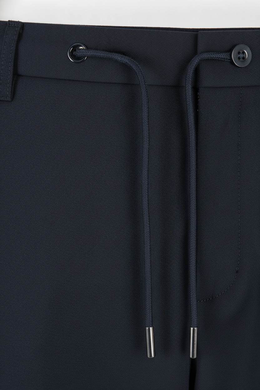 Chino Broek Mid Navy "Carson" - Flexx, detail sluiting De Heerenkamer