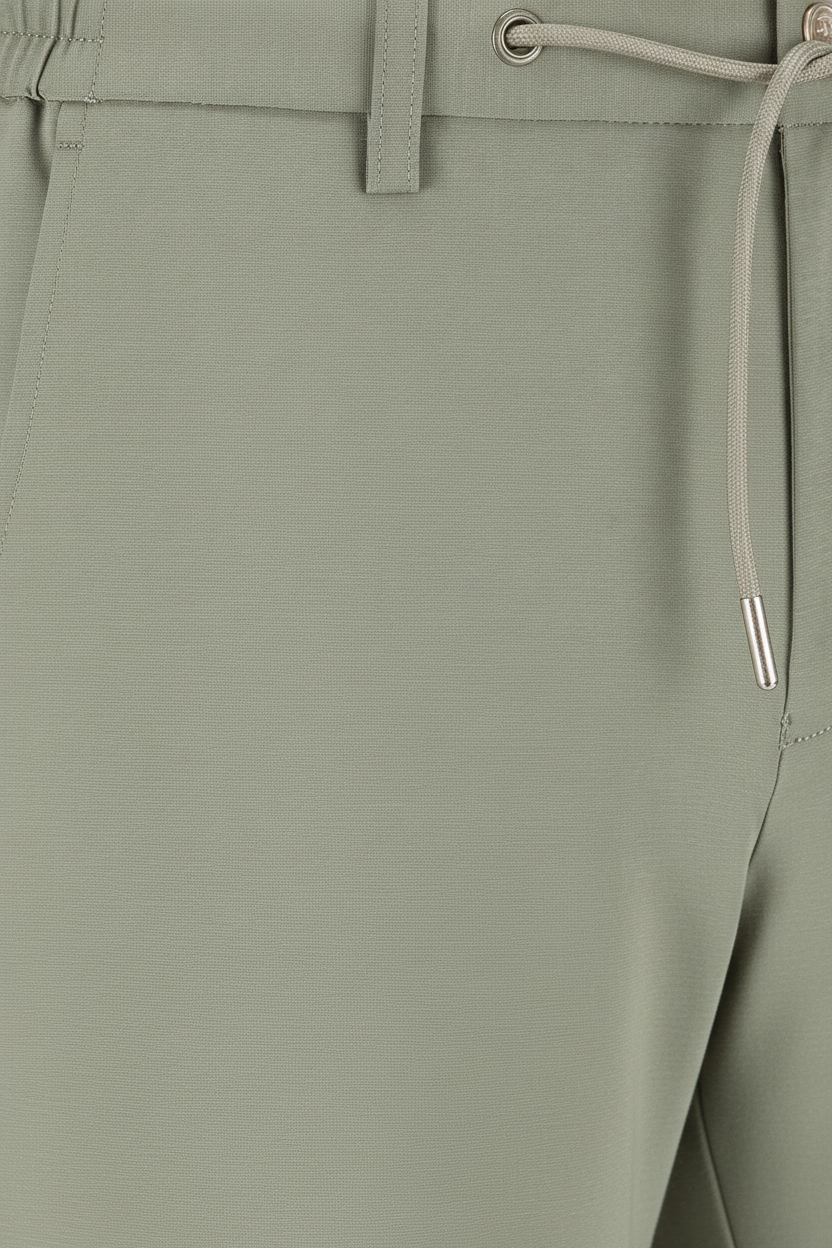 Korte Broek Light Olive Grey Jersey "Finn" - Flexx, detail sluiting De Heerenkamer