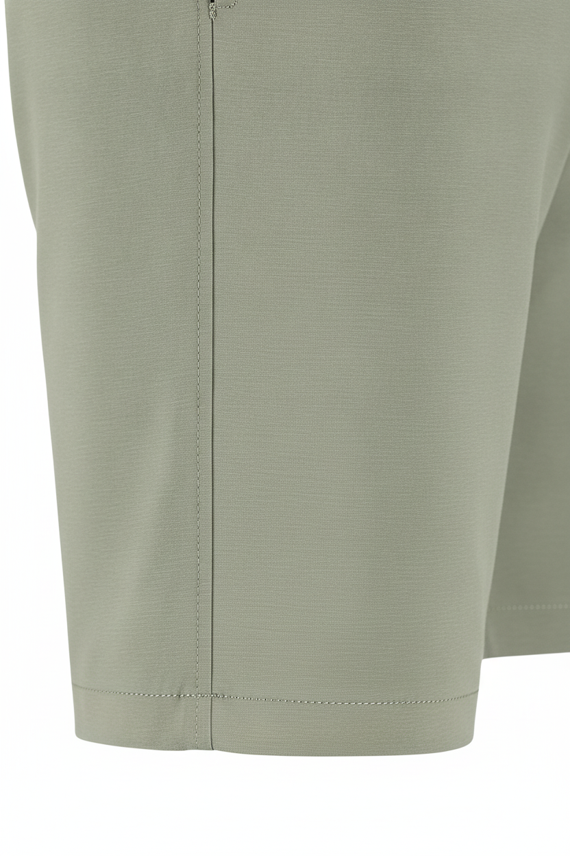 Korte Broek Light Olive Grey Jersey "Finn" - Flexx, detail stiksel en afwerking De Heerenkamer