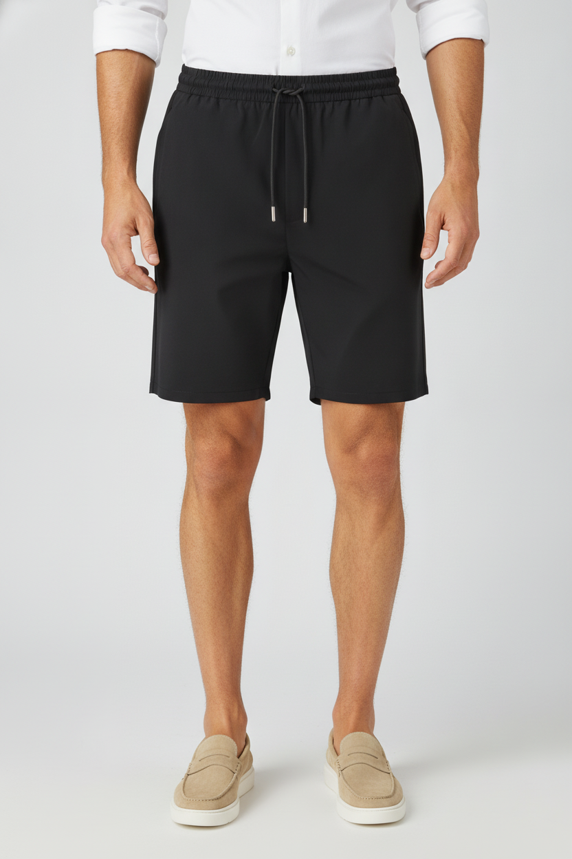 Korte Broek Black "Theodore" - Flexx, model vooraanzicht De Heerenkamer Utrecht