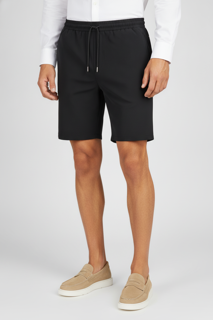 Korte Broek Black "Theodore" - Flexx, model driekwart aanzicht De Heerenkamer Utrecht