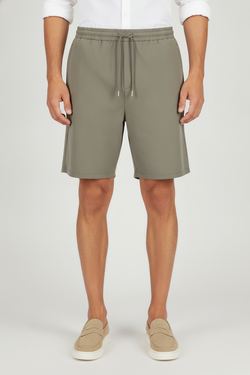 Korte Broek Light Olive "Theodore" - Flexx, model vooraanzicht De Heerenkamer Utrecht