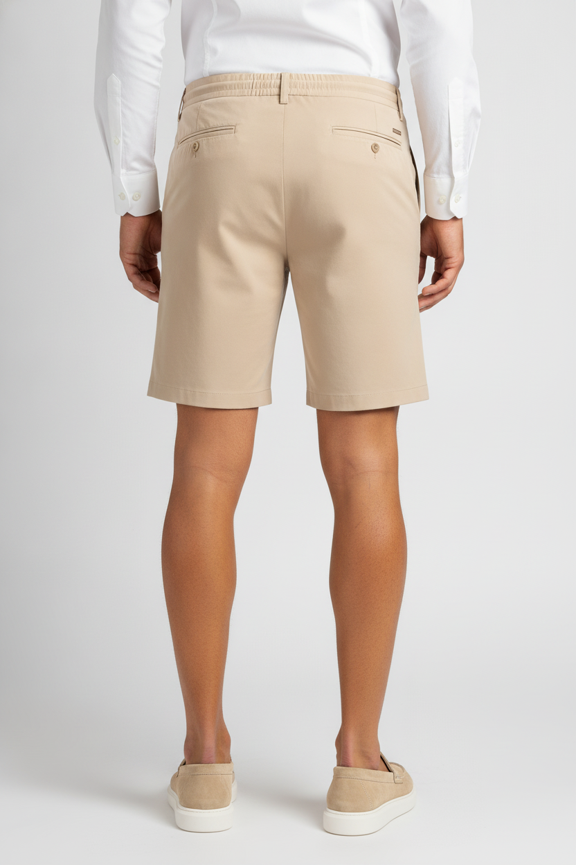 Korte Broek Light Sand "Finn" - Flexx, model achteraanzicht De Heerenkamer Utrecht