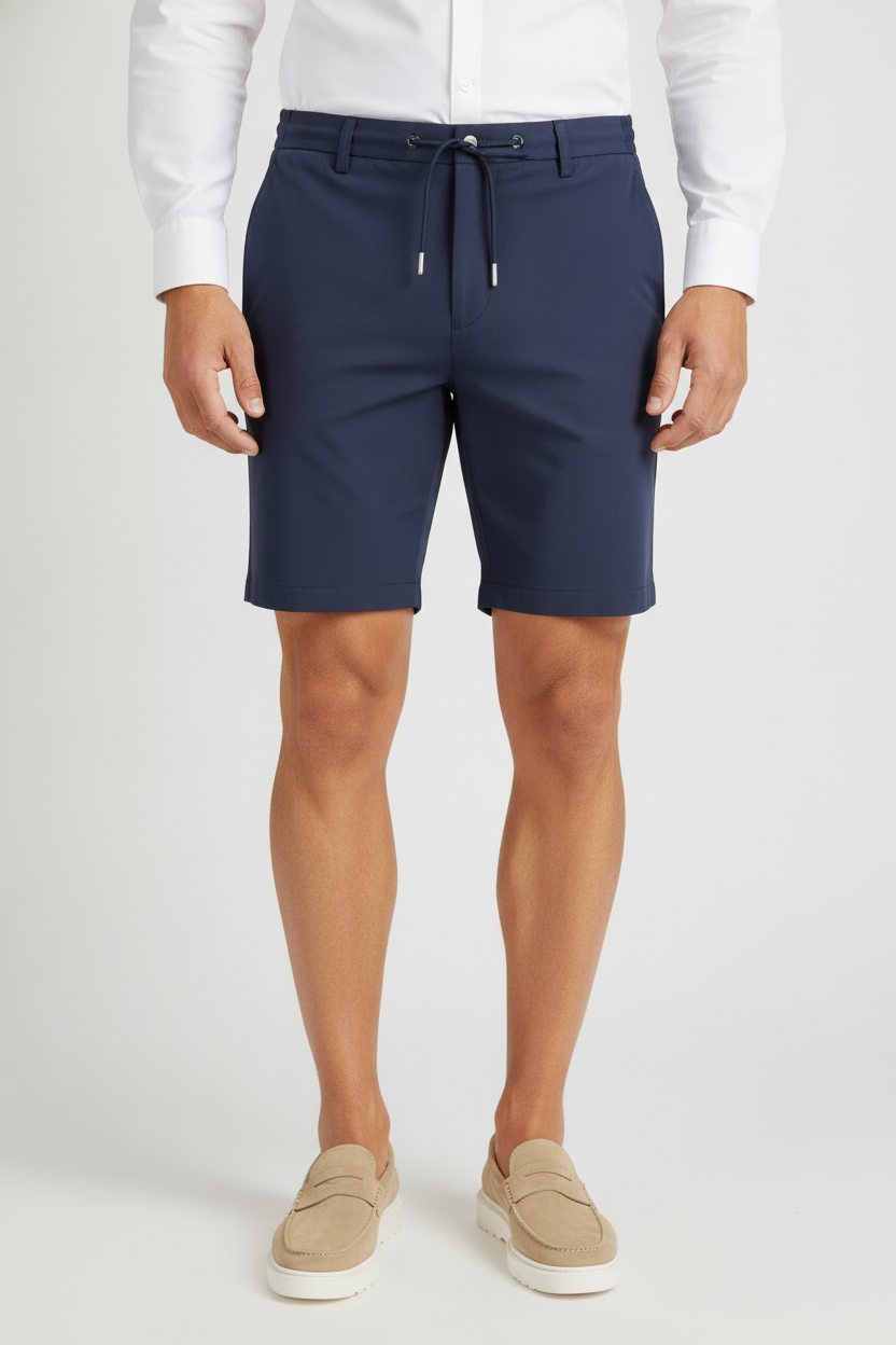 Korte Broek Navy "Finn" - Flexx, model vooraanzicht De Heerenkamer Utrecht