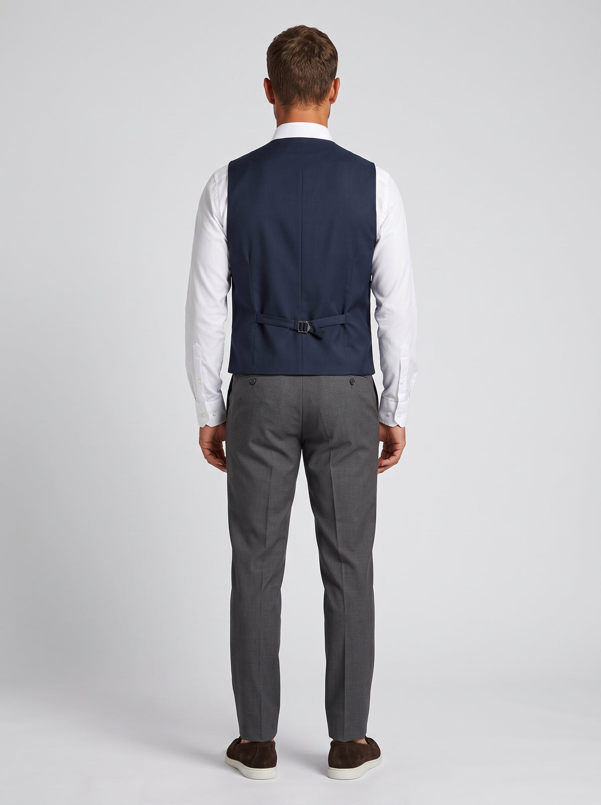 Gilet Navy Donkerblauw Mix and Match - Mister Steven, model achteraanzicht De Heerenkamer Utrecht
