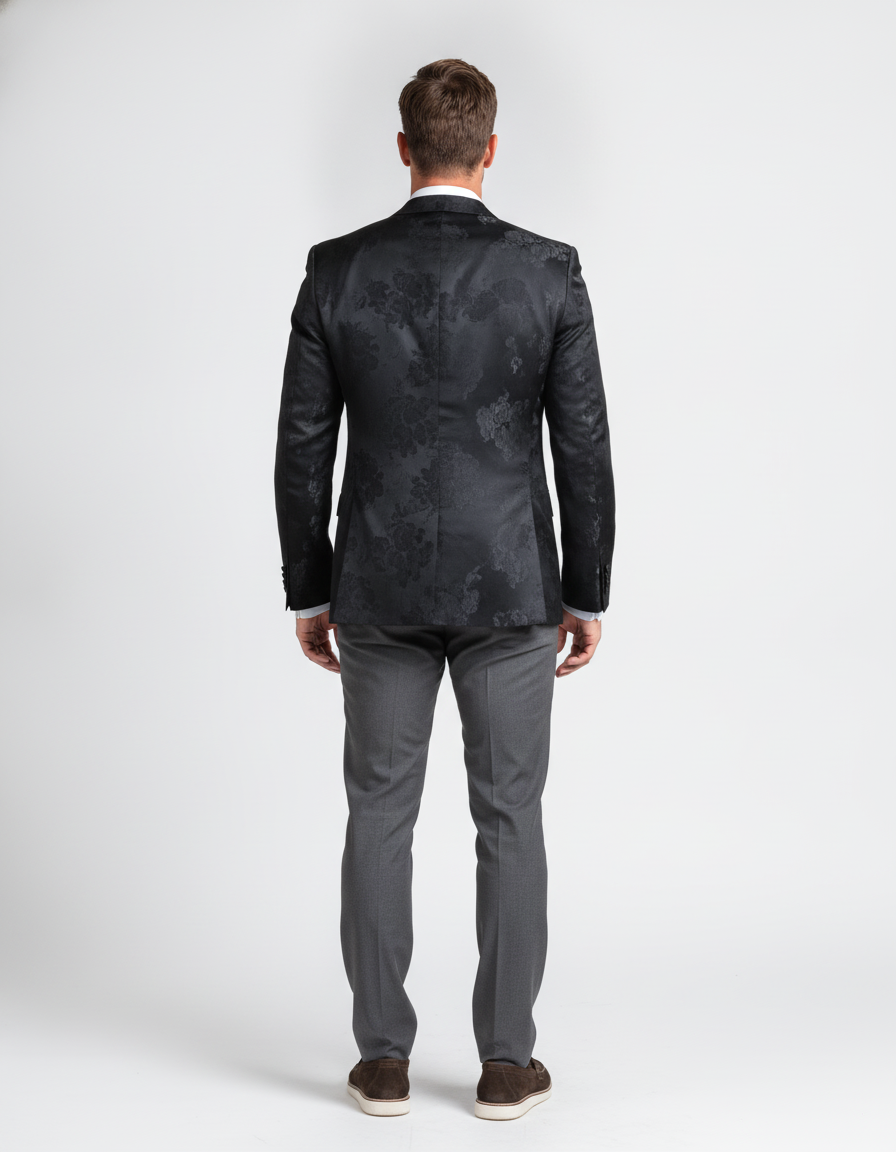 Colbert Paisley Print Black - Mister Steven, model achteraanzicht De Heerenkamer Utrecht