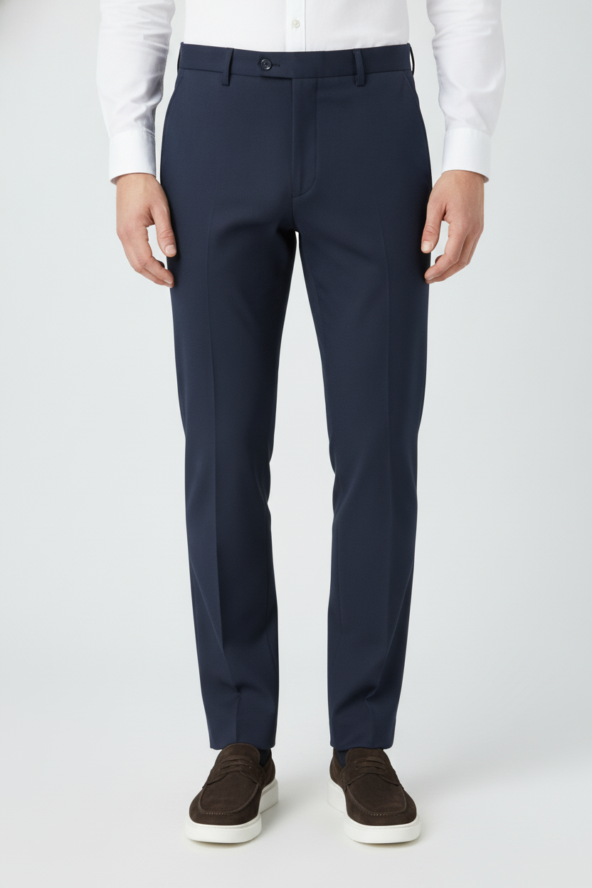 Broek Navy Mix and Match - D, model vooraanzicht De Heerenkamer Utrecht