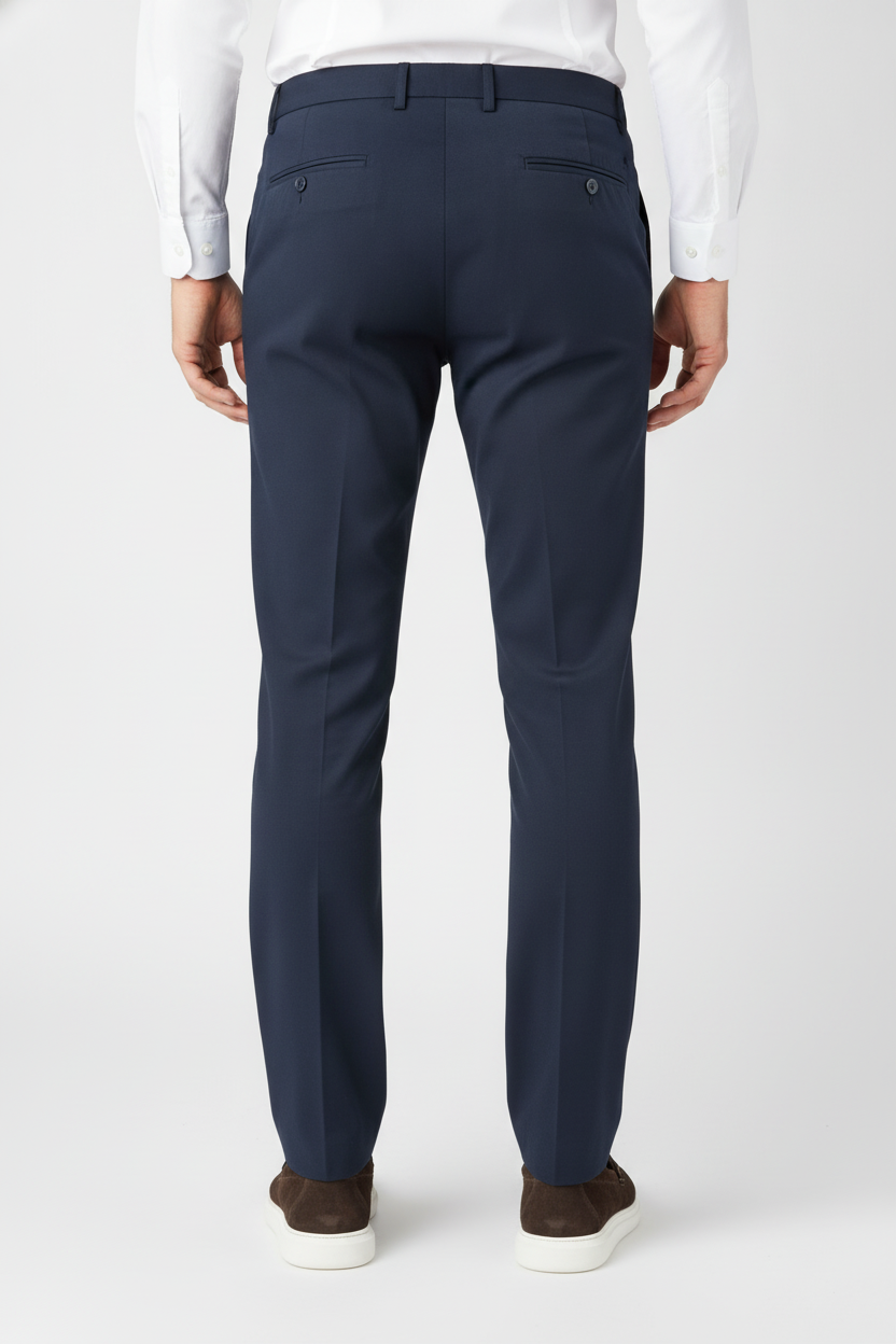 Broek Navy Mix and Match - D, model achteraanzicht De Heerenkamer Utrecht