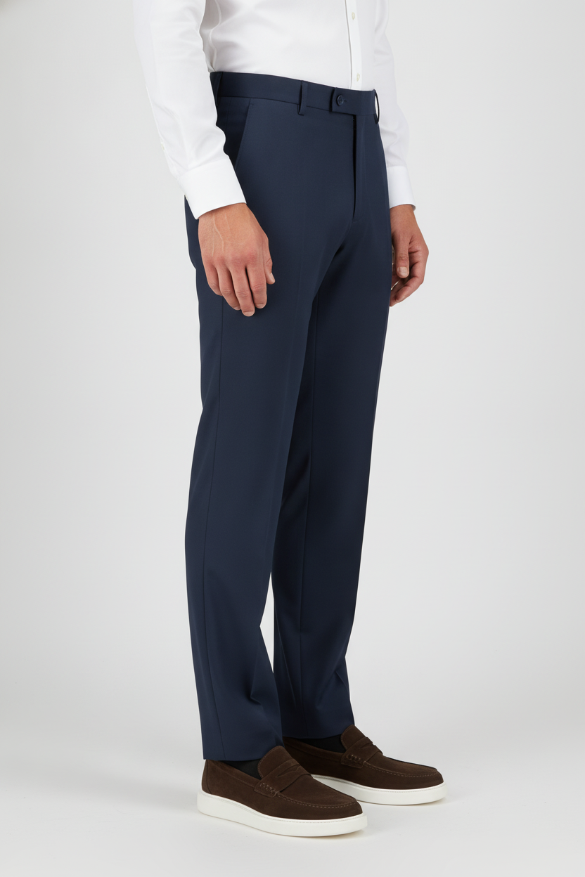 Broek Navy Mix and Match - D, model zijaanzicht De Heerenkamer Utrecht