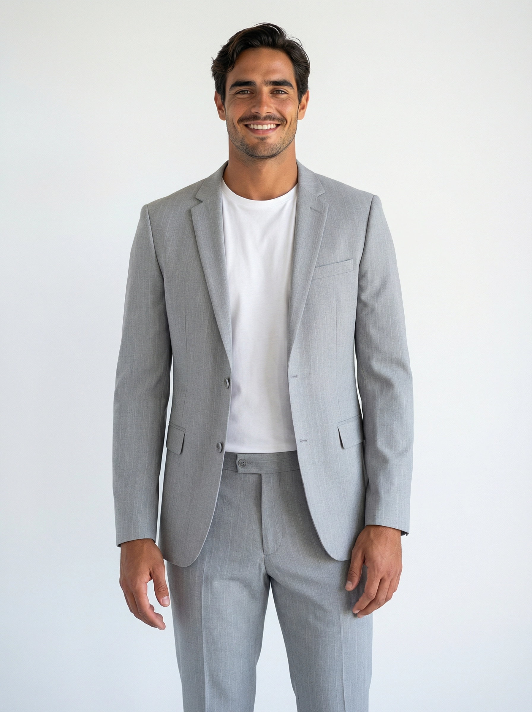 2-delig pak Light Grey Striped CLOSEUP