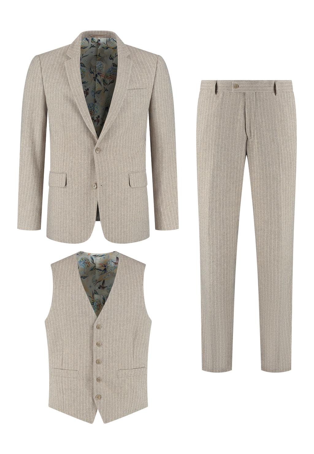 3-delig pak Beige 10mm Pinstripe product