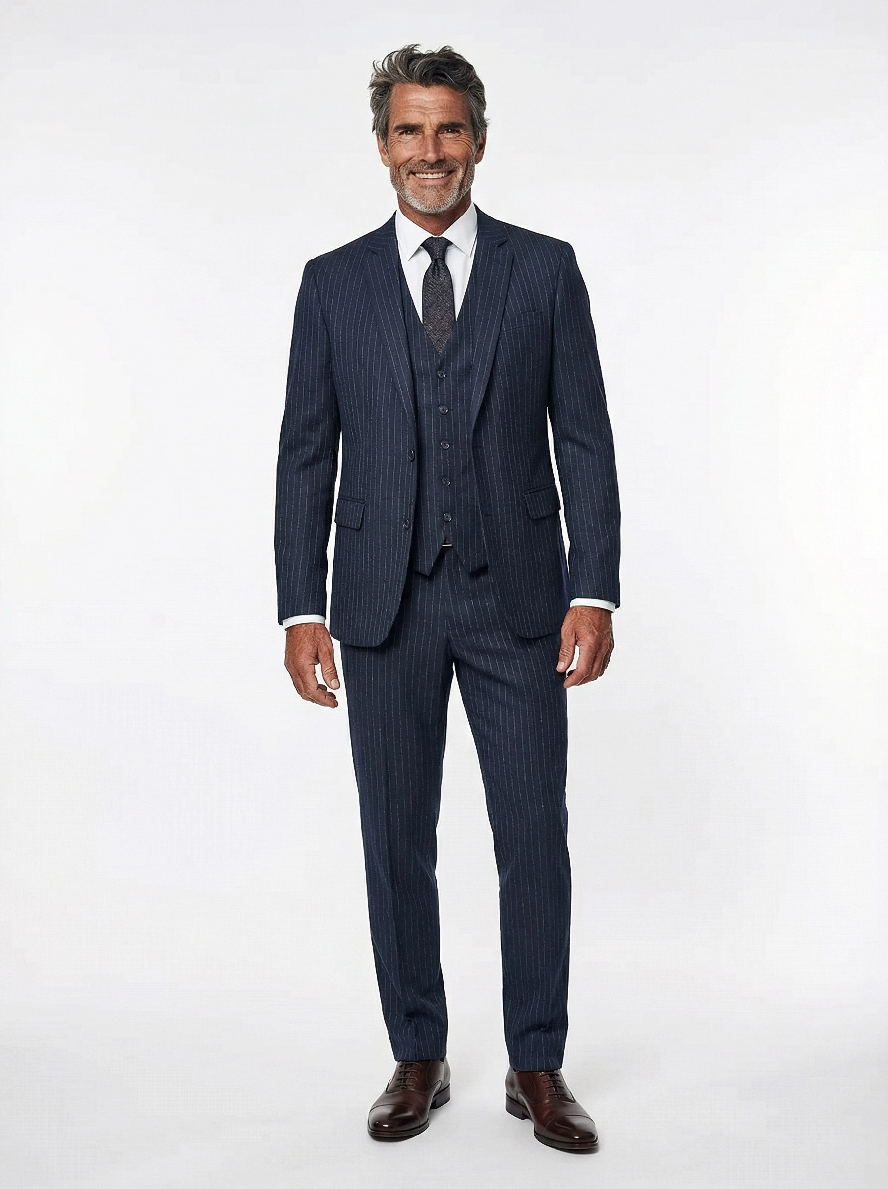 3-delig pak Navy 10mm Pinstripe man