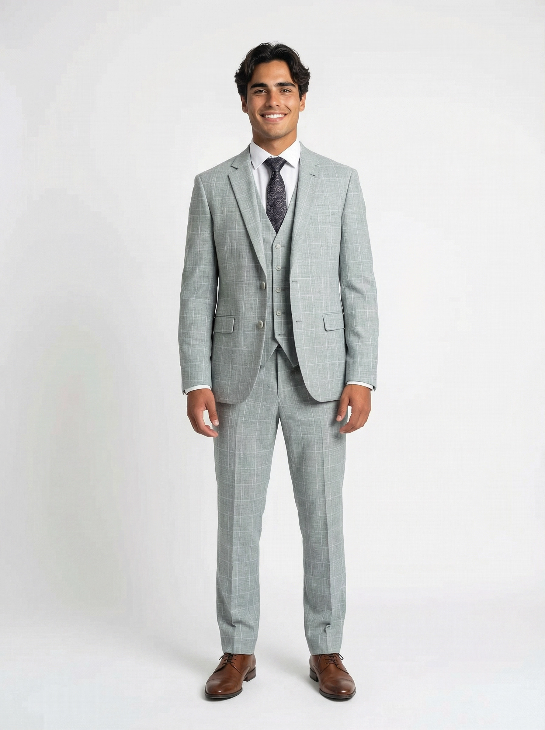 3-delig pak White Mint Checkered