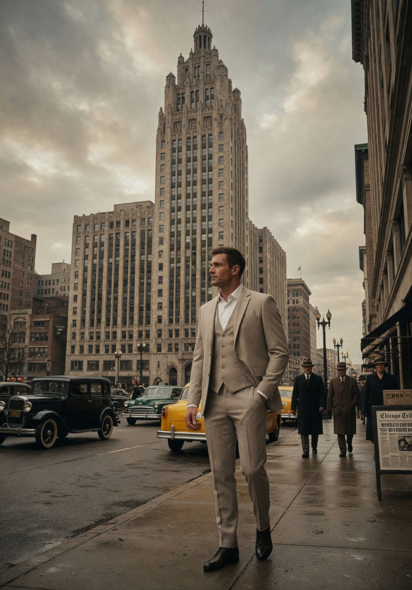 3-delig pak Beige 10mm Pinstripe Chicago
