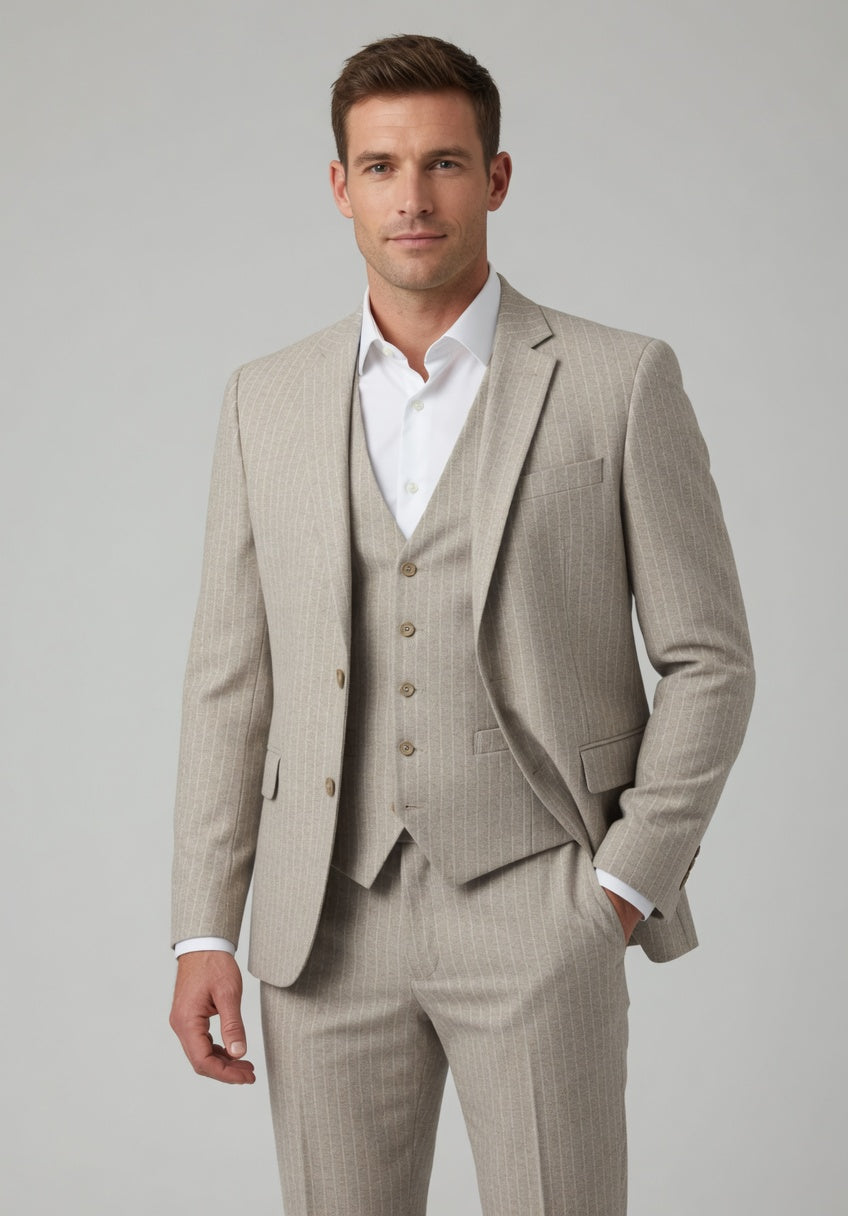 3-delig pak Beige 10mm Pinstripe Chicago