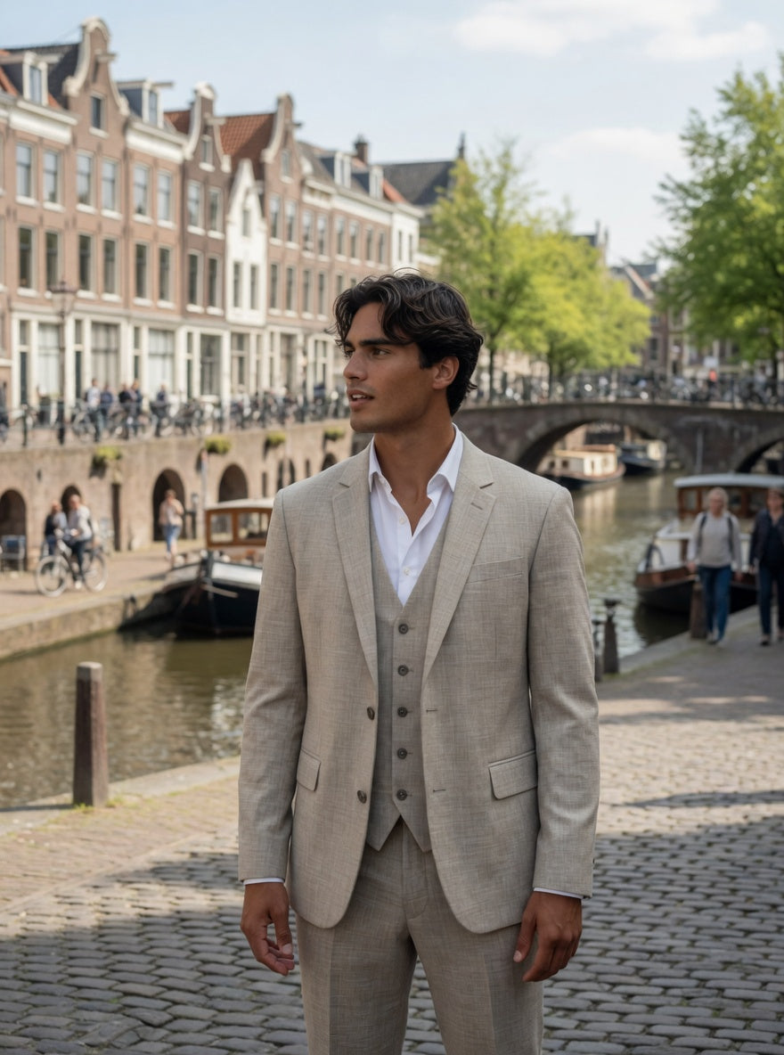 3-delig pak Beige Sharkskin